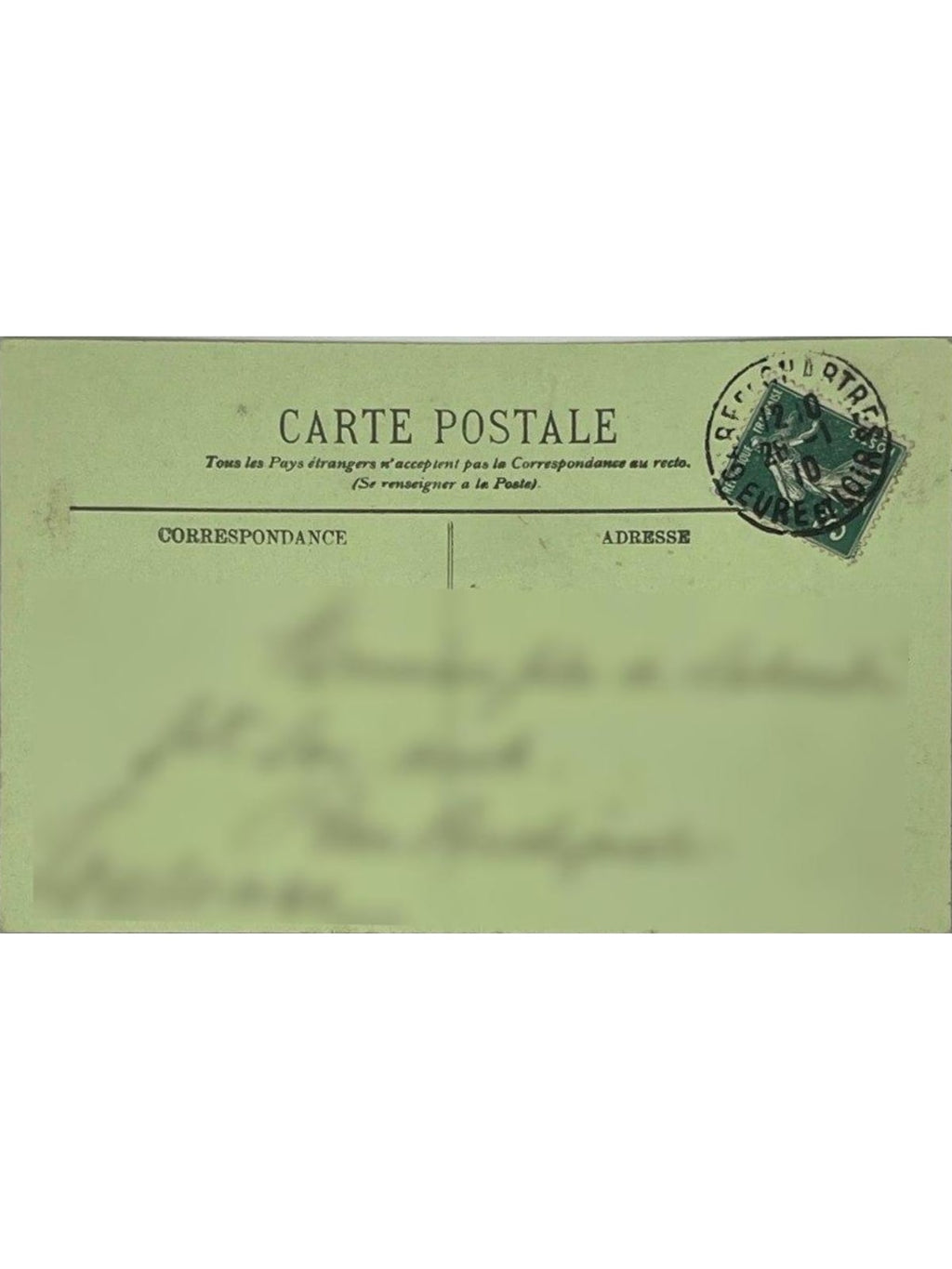 Verso de la carte postale