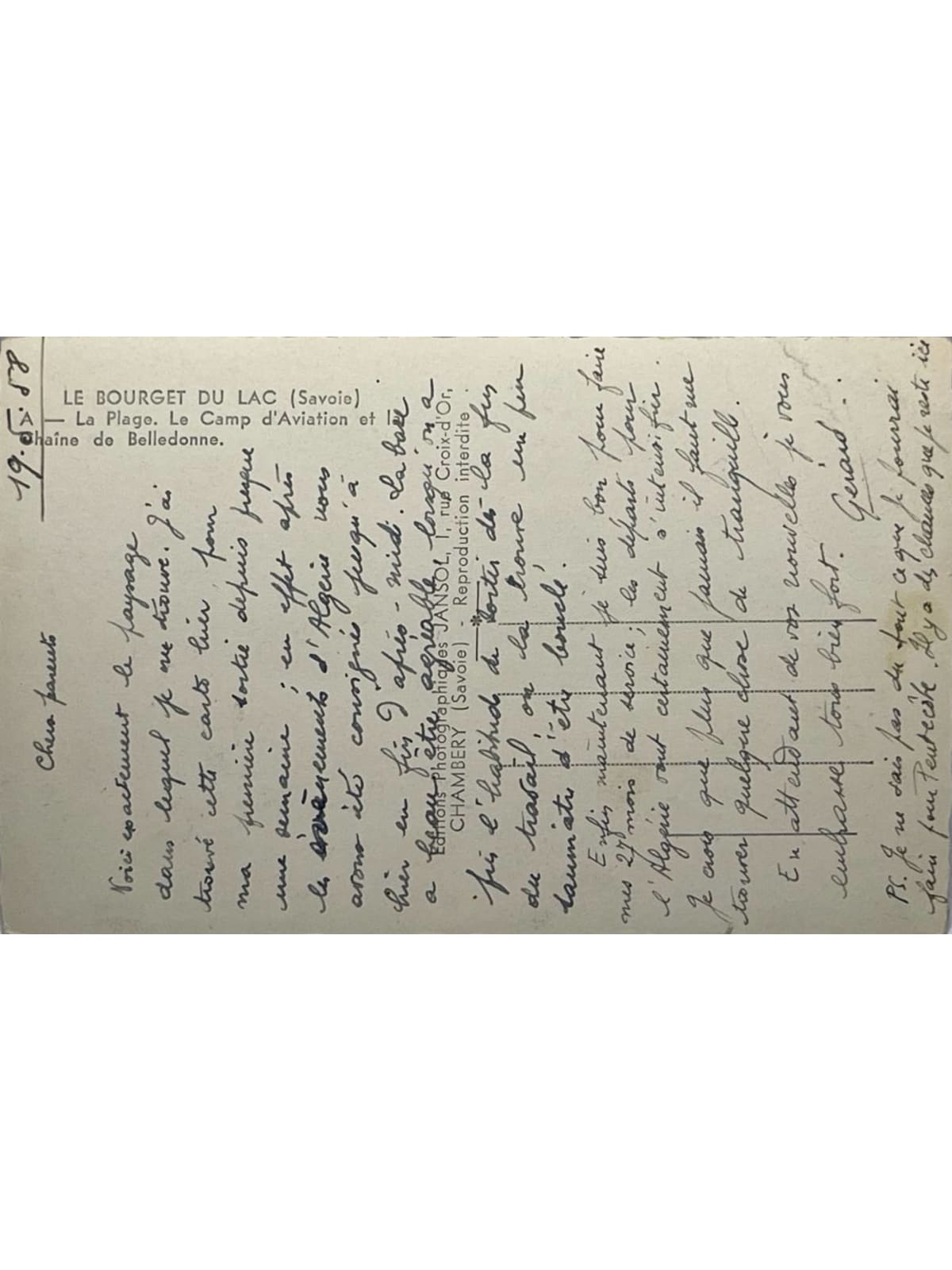 Verso de la carte postale