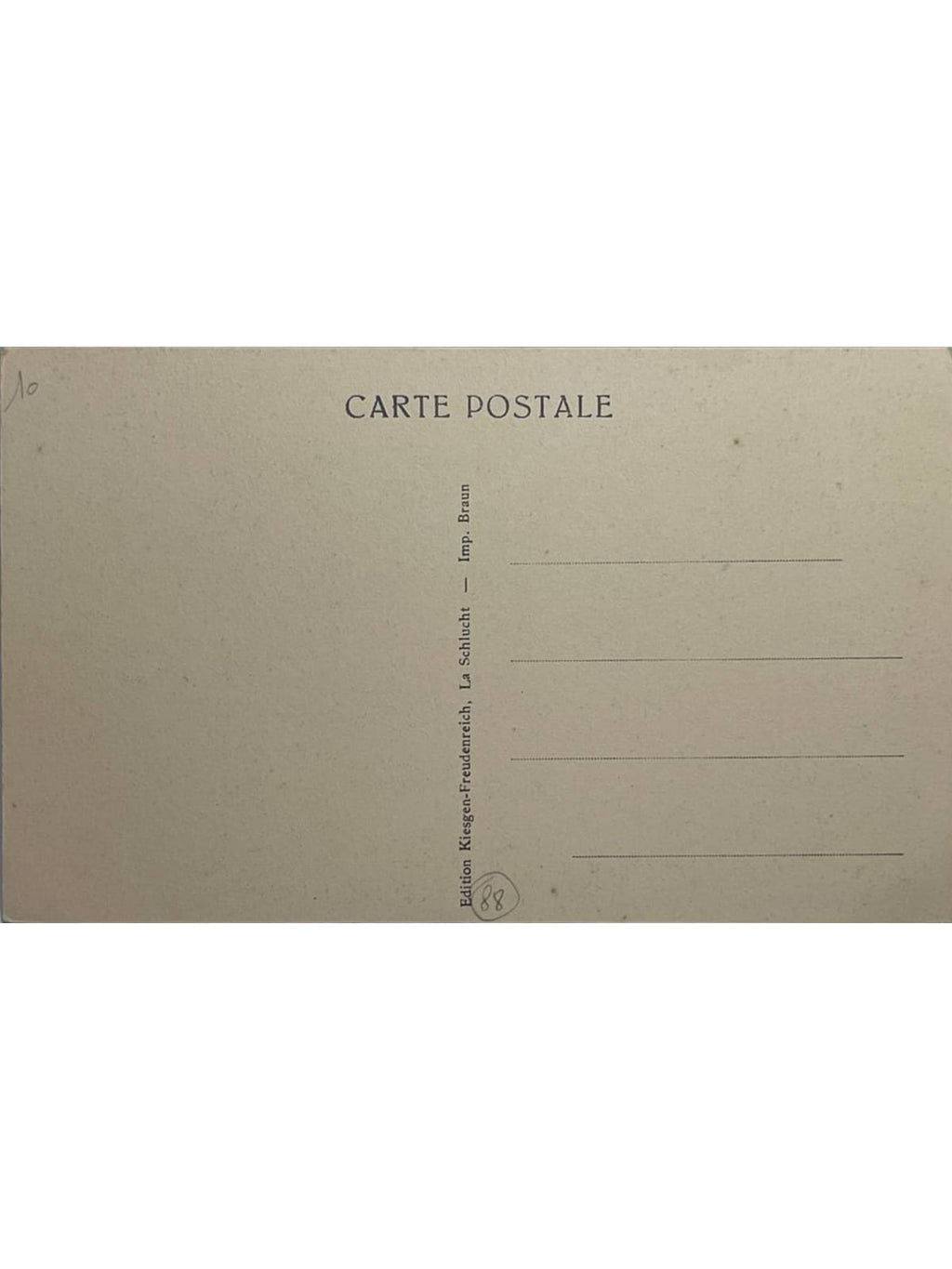 Verso de la carte postale