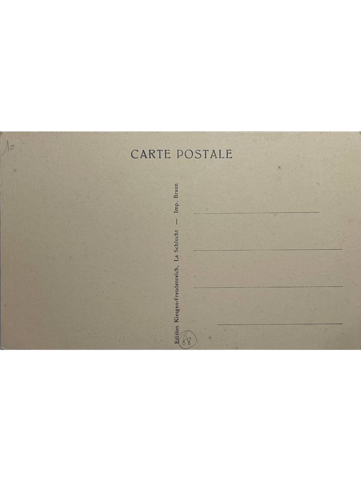 Verso de la carte postale