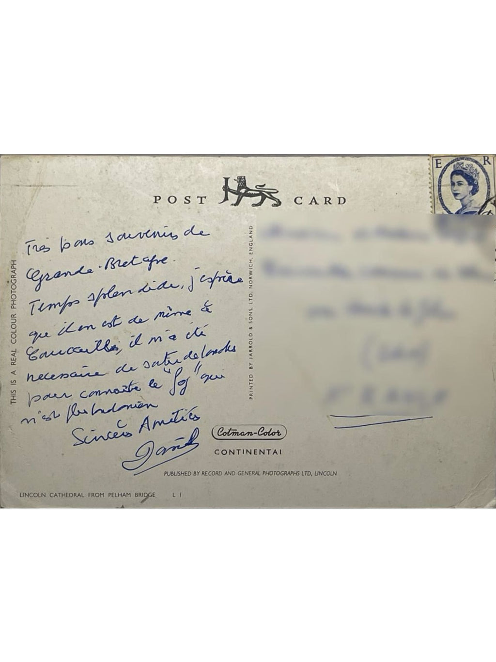 Verso de la carte postale