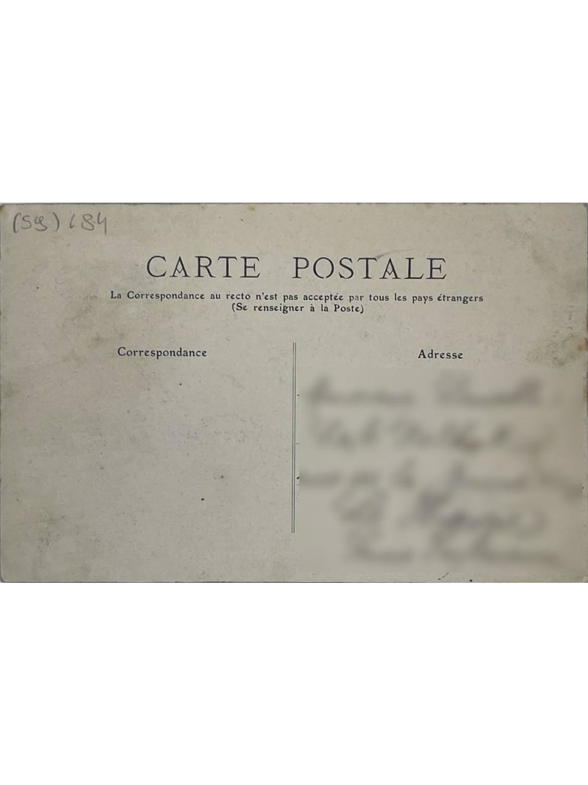 Verso de la carte postale