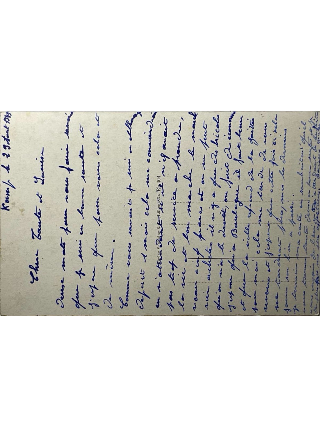 Verso de la carte postale