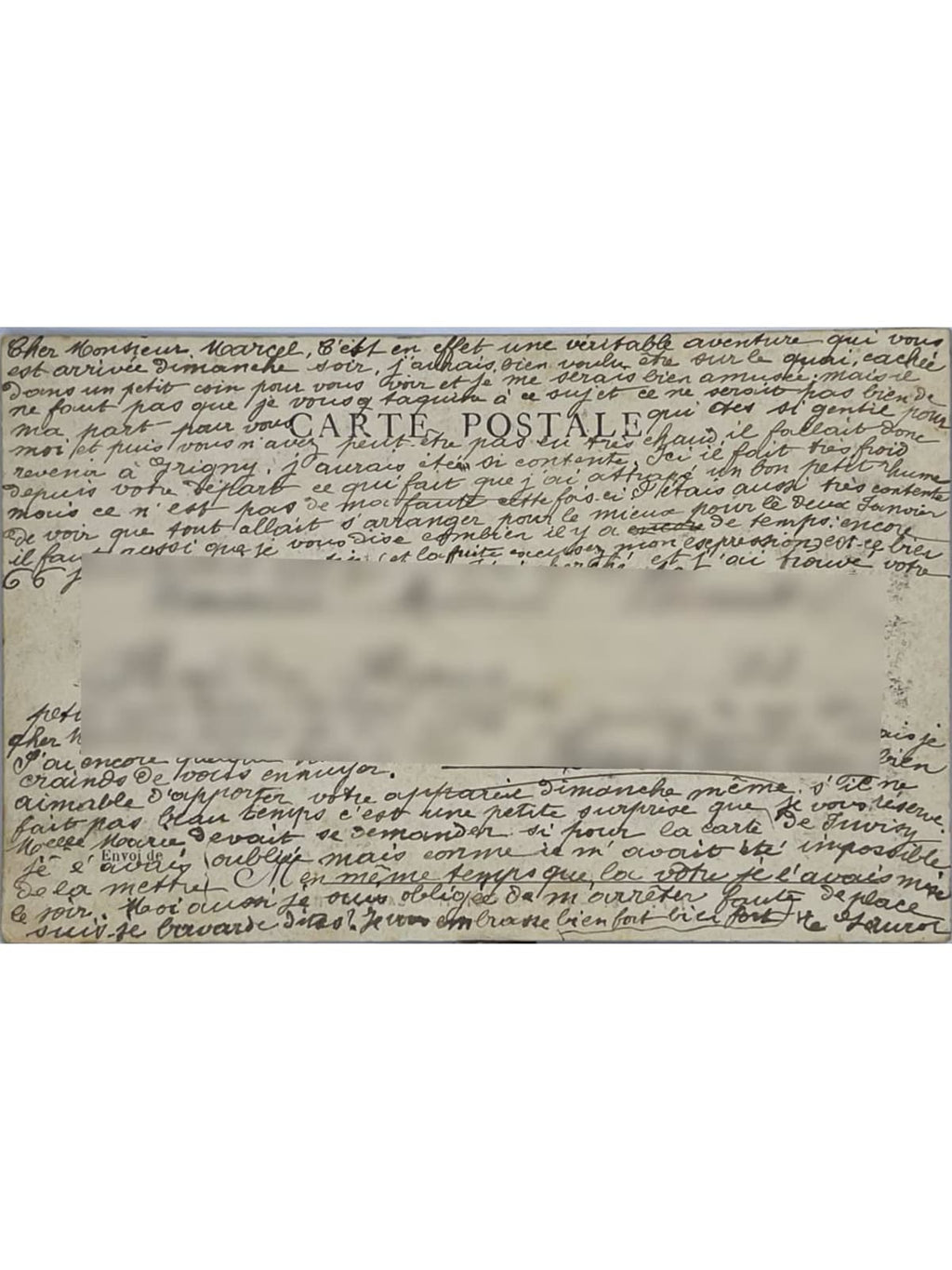 Verso de la carte postale