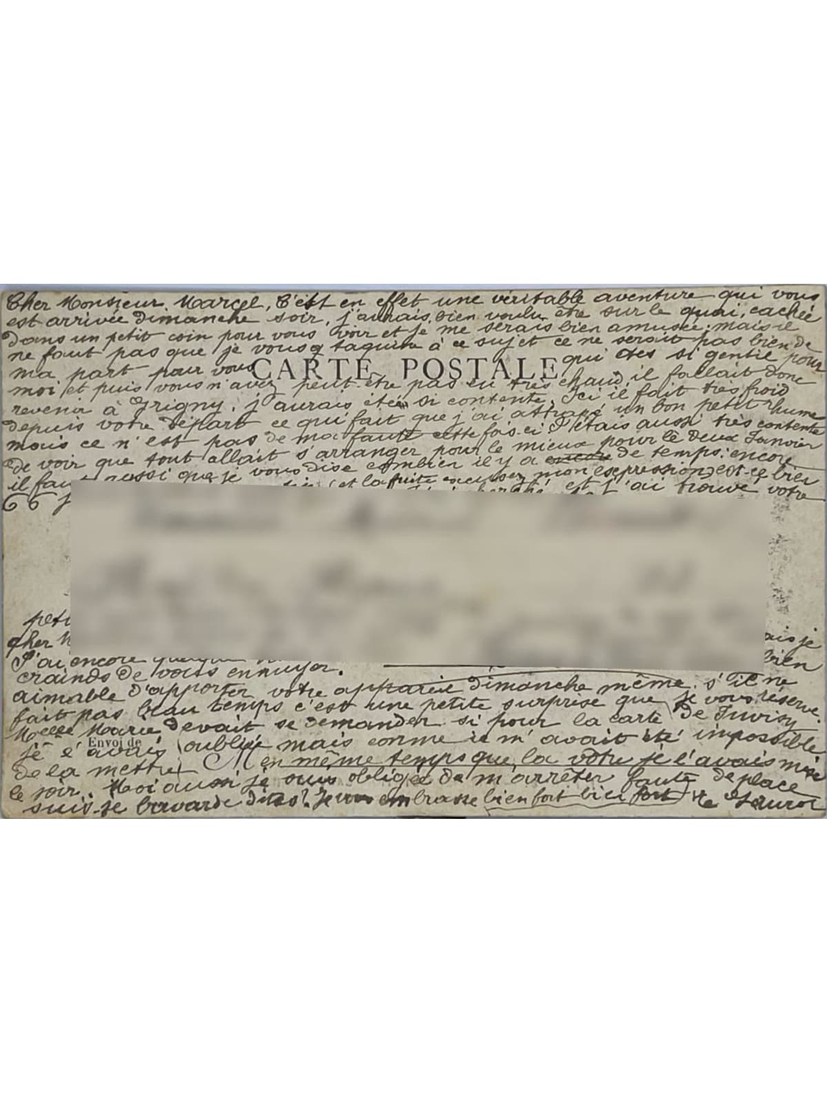 Verso de la carte postale