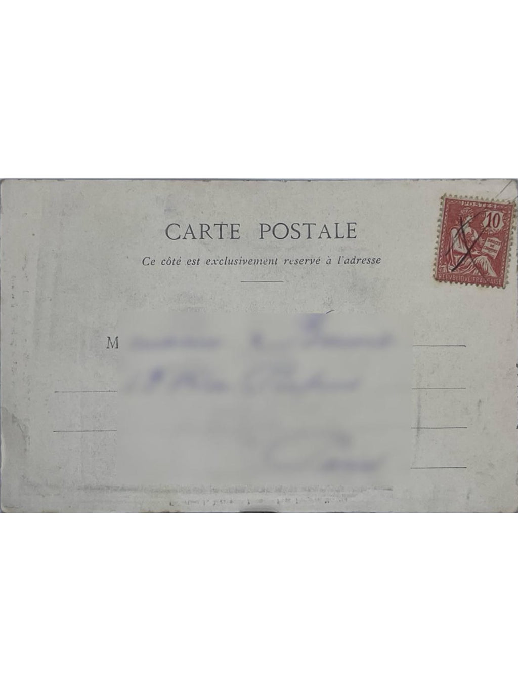 Verso de la carte postale