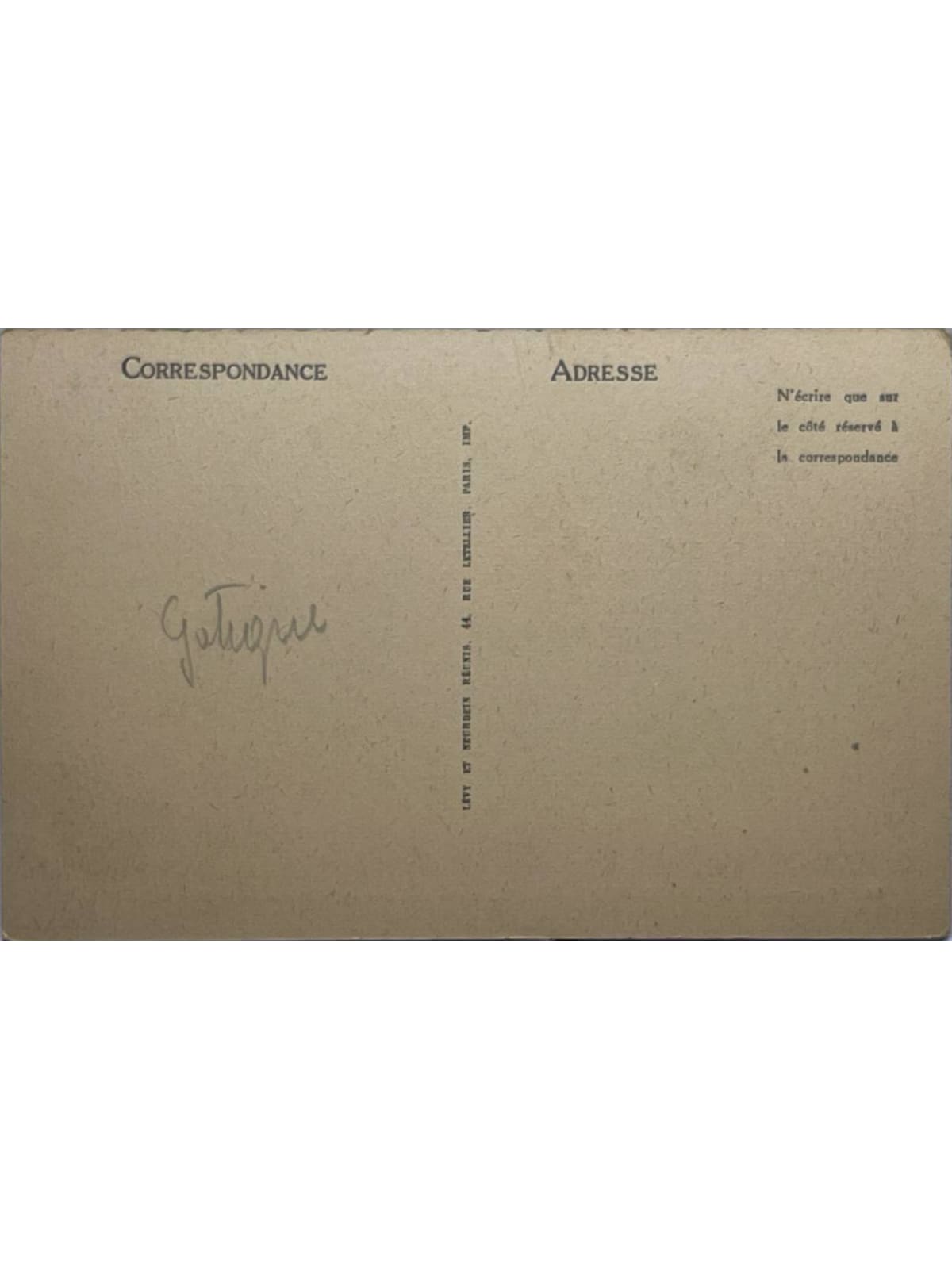 Verso de la carte postale