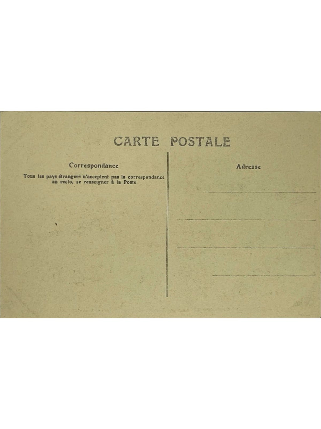 Verso de la carte postale