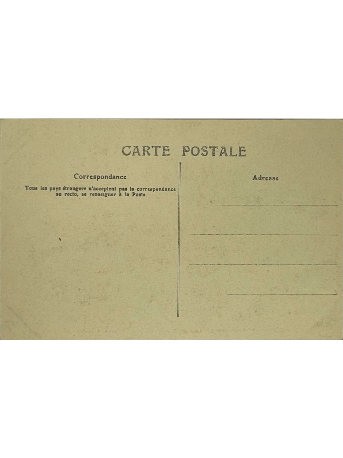 Verso de la carte postale