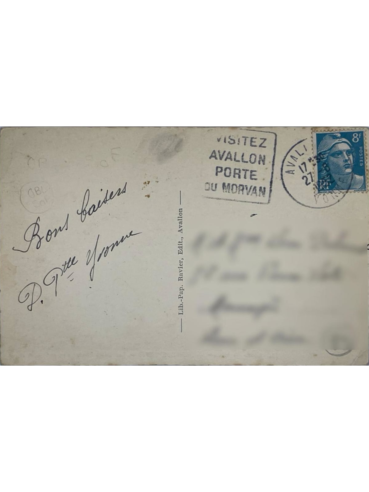 Verso de la carte postale