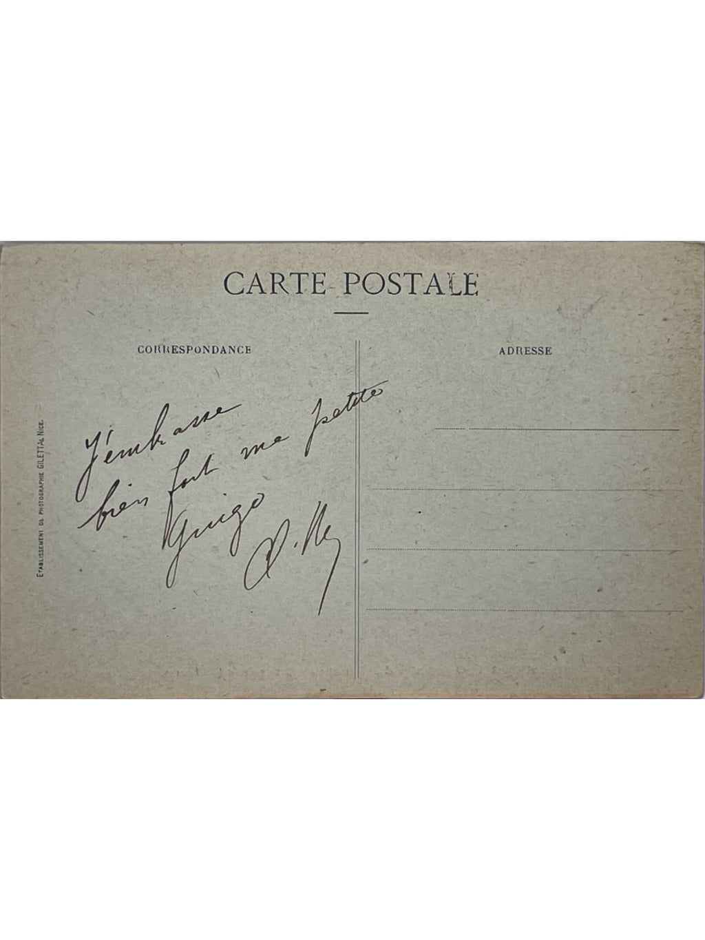 Verso de la carte postale