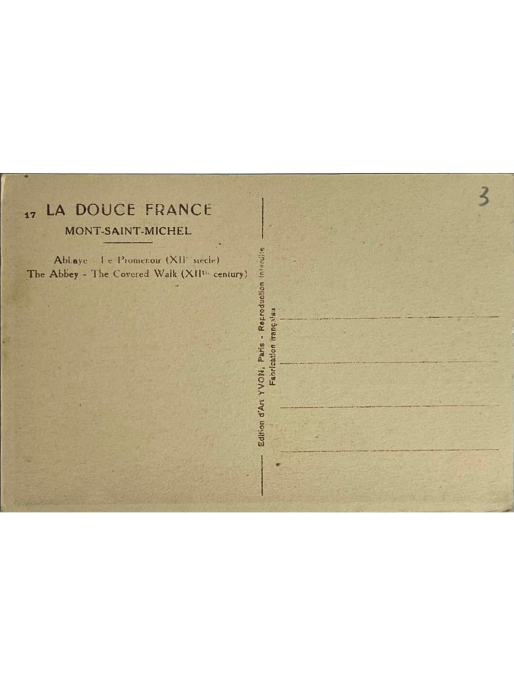 Verso de la carte postale