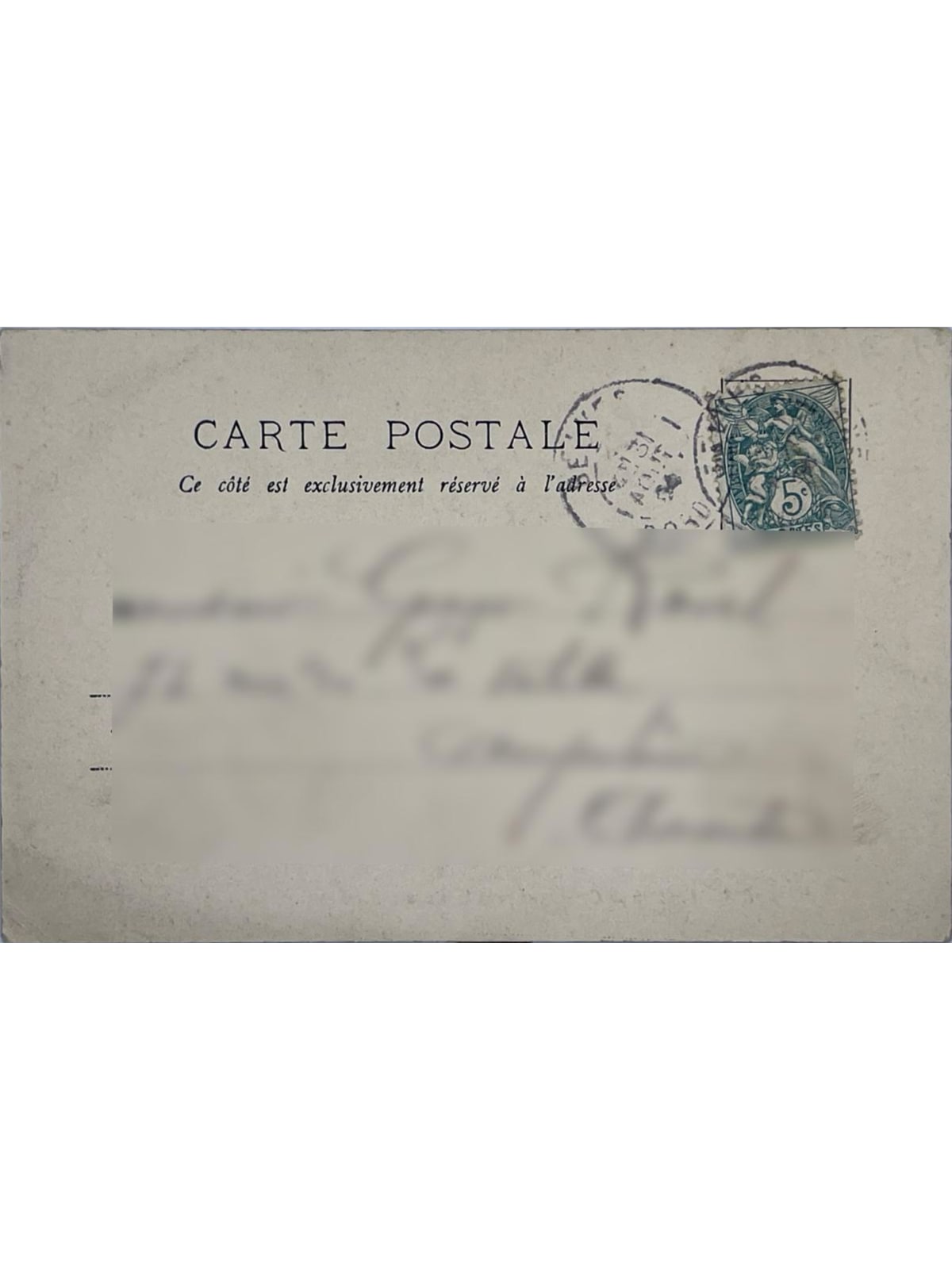 Verso de la carte postale