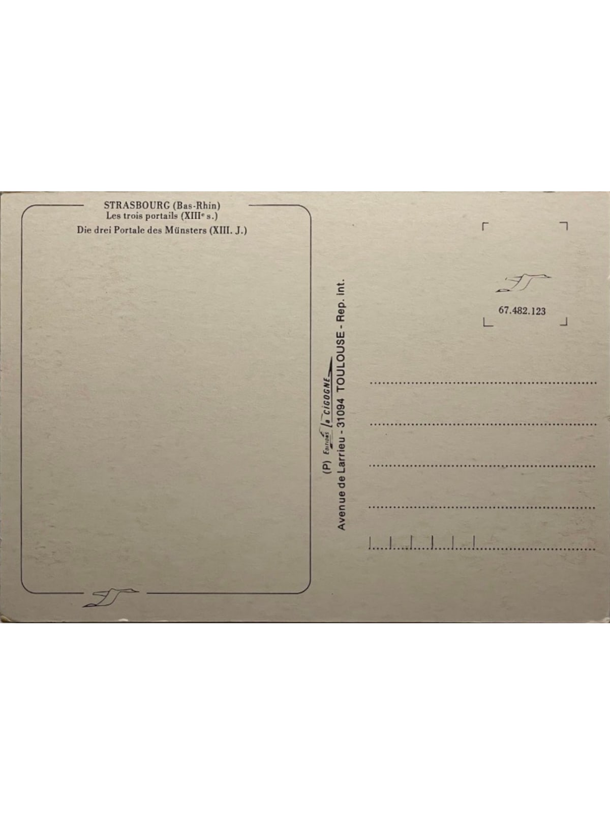Verso de la carte postale