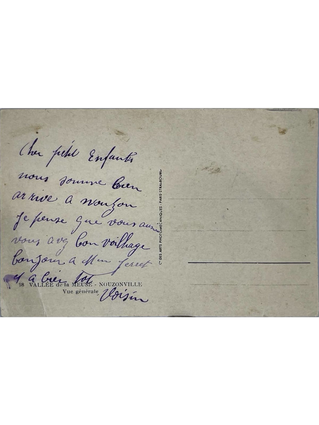 Verso de la carte postale