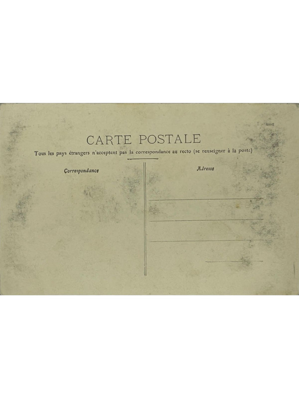 Verso de la carte postale