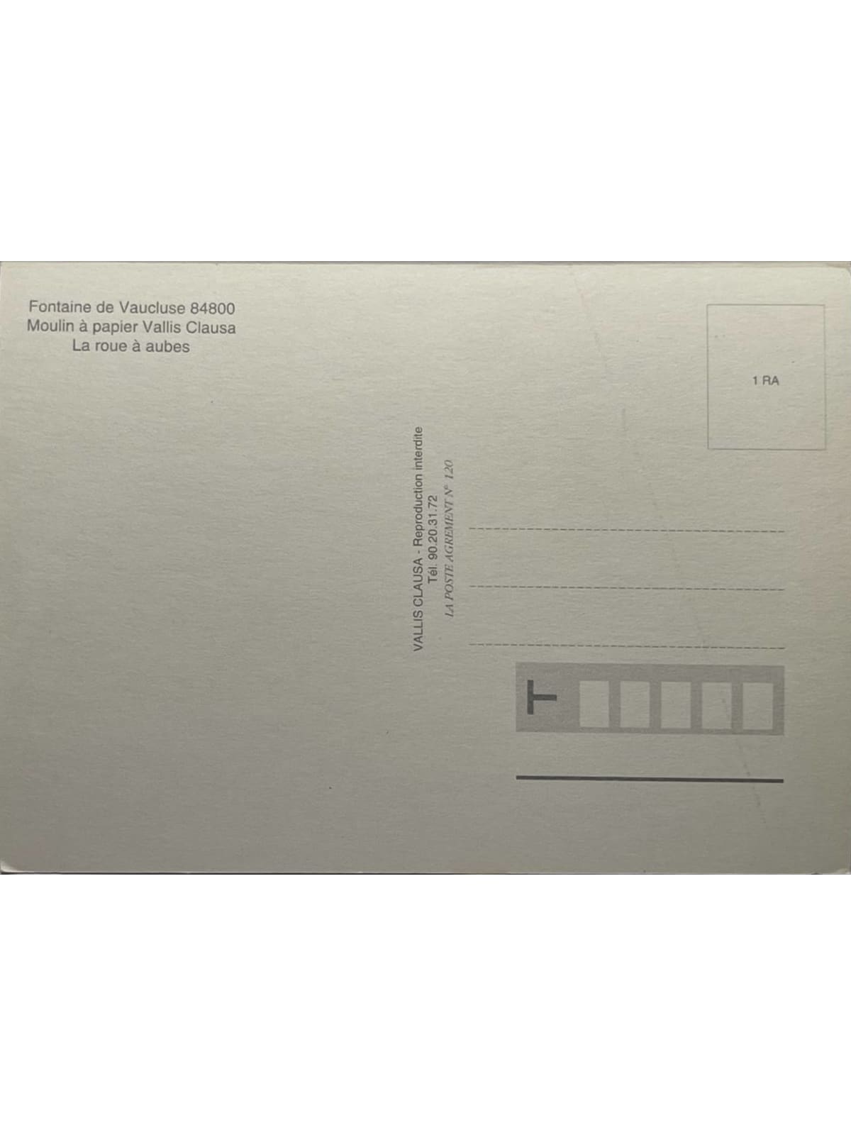 Verso de la carte postale