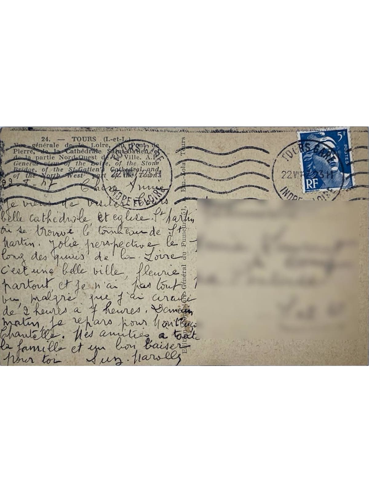 Verso de la carte postale