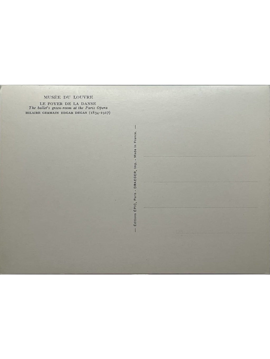 Verso de la carte postale