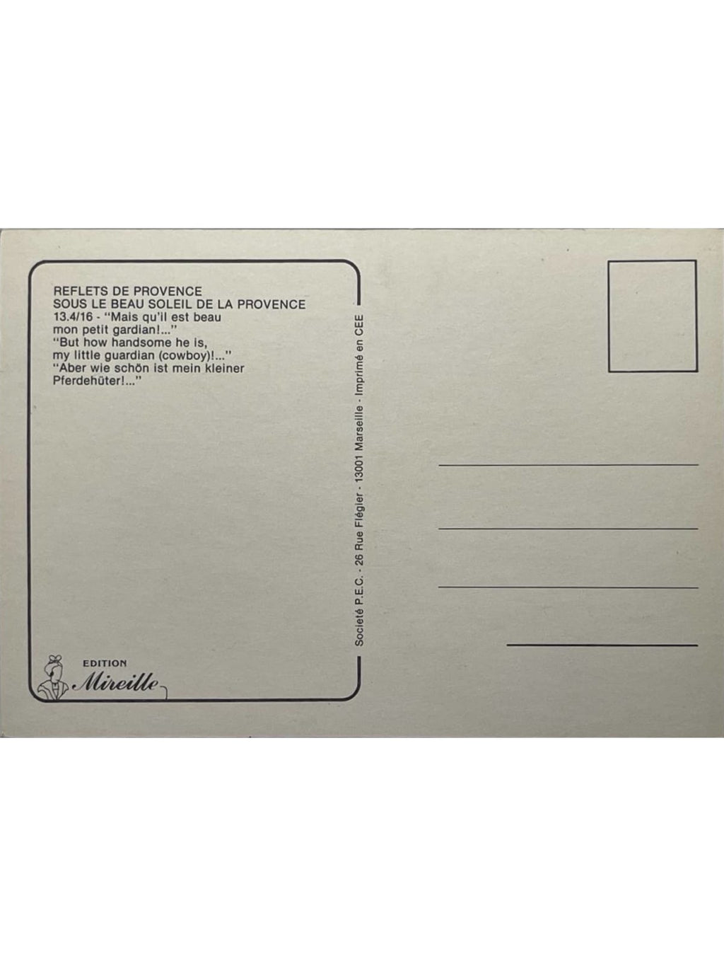Verso de la carte postale