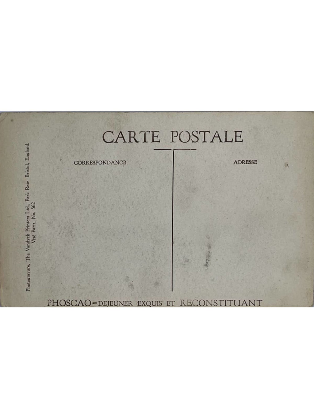Verso de la carte postale