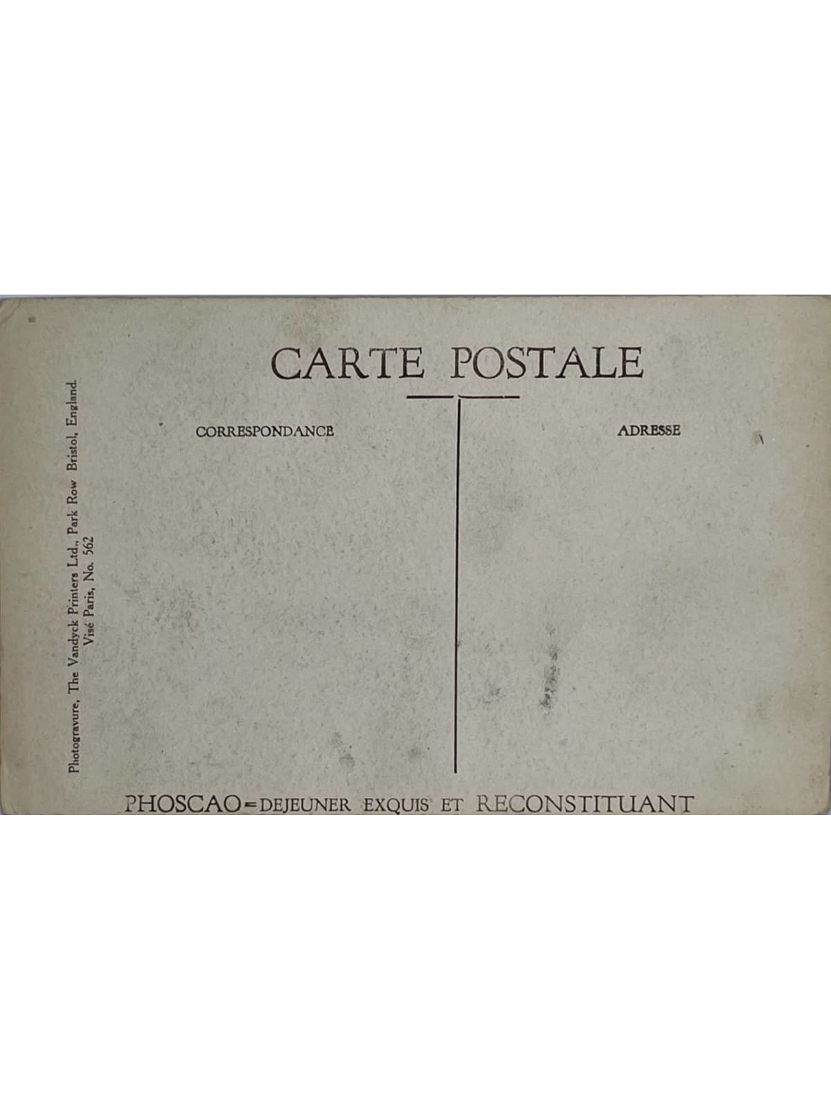 Verso de la carte postale