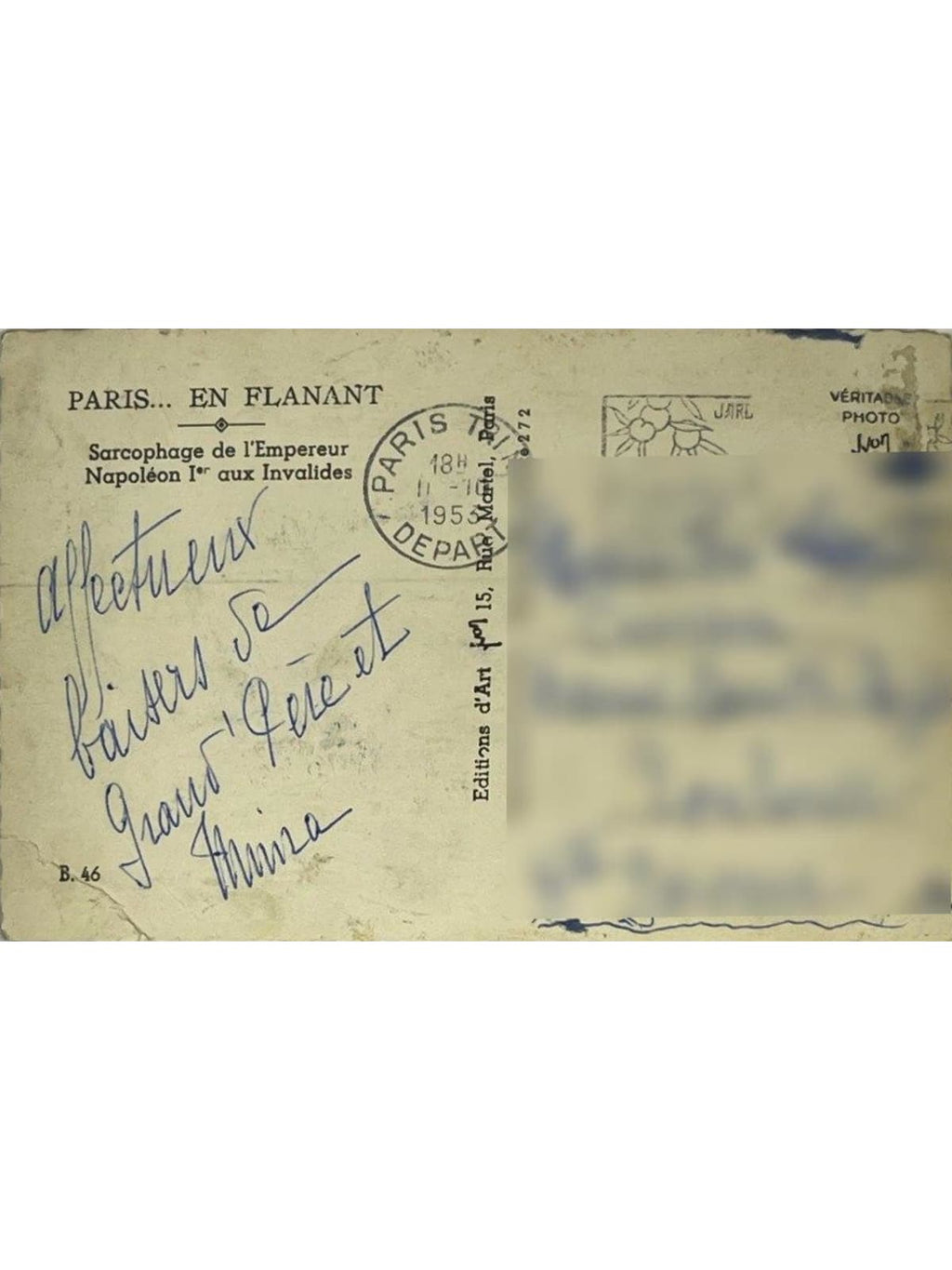 Verso de la carte postale