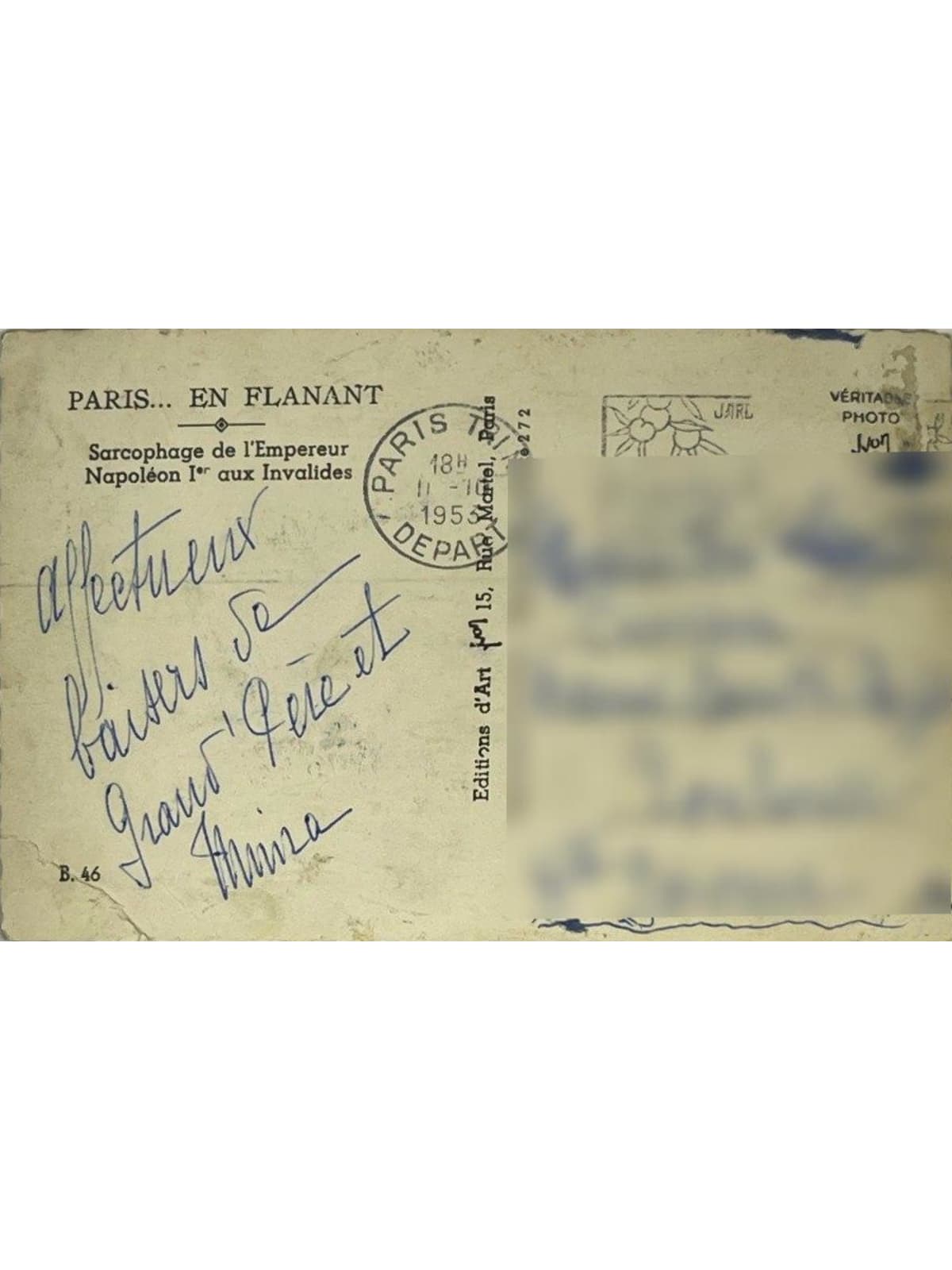 Verso de la carte postale