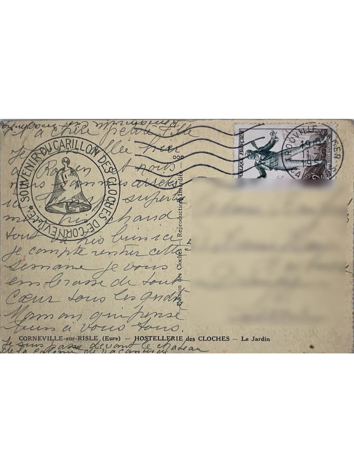 Verso de la carte postale
