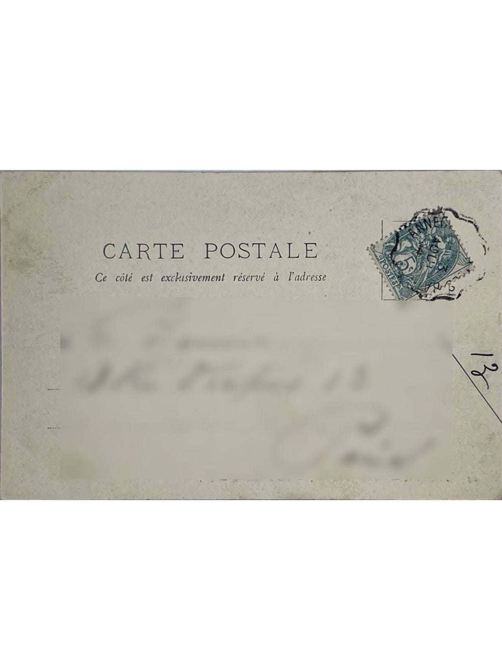 Verso de la carte postale
