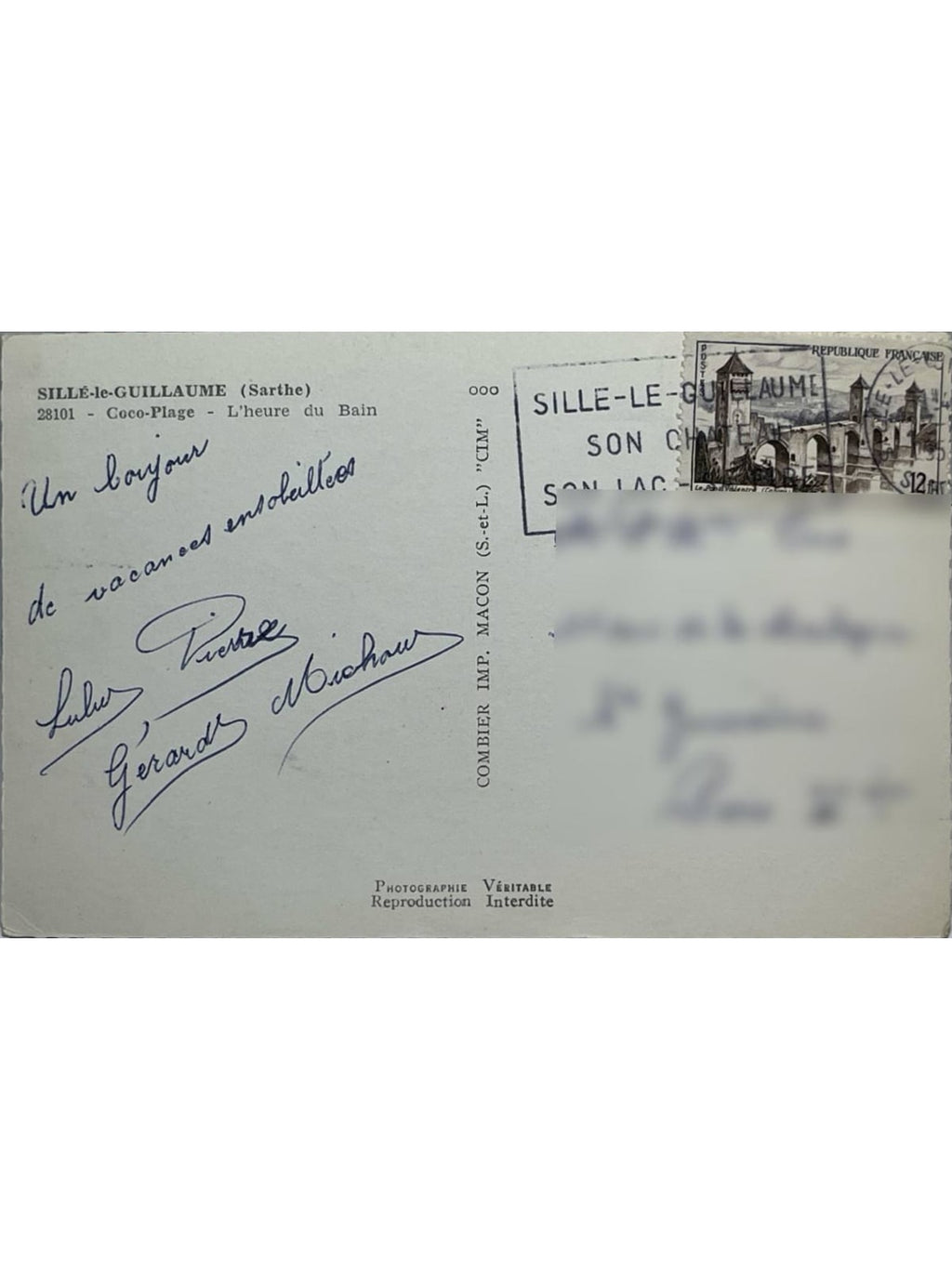 Verso de la carte postale