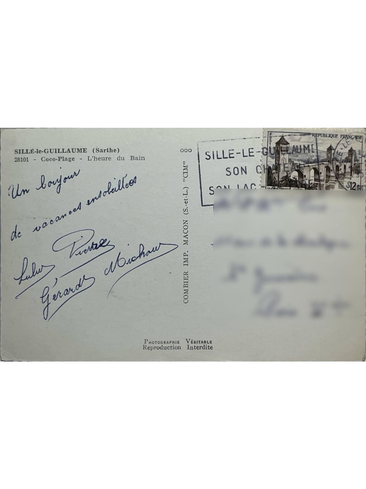 Verso de la carte postale