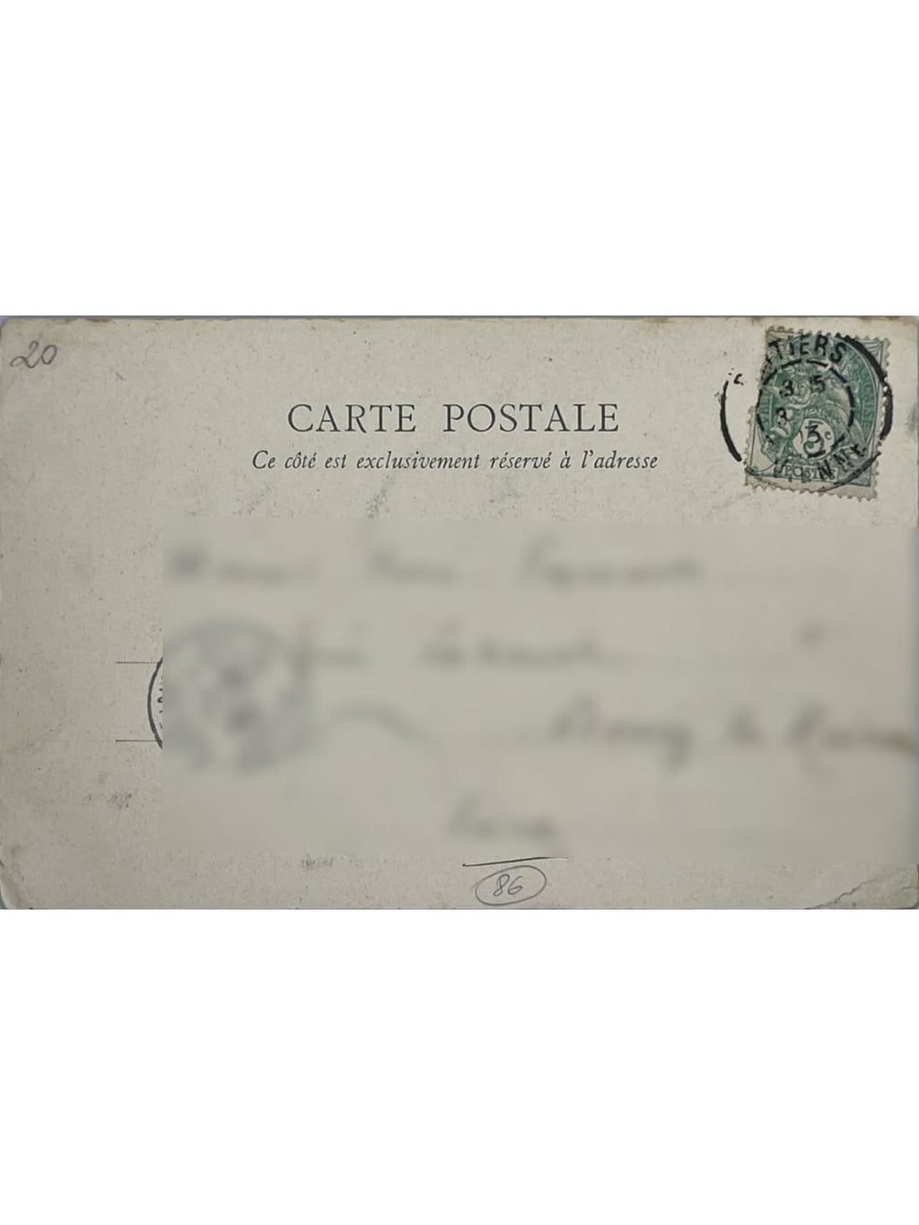 Verso de la carte postale