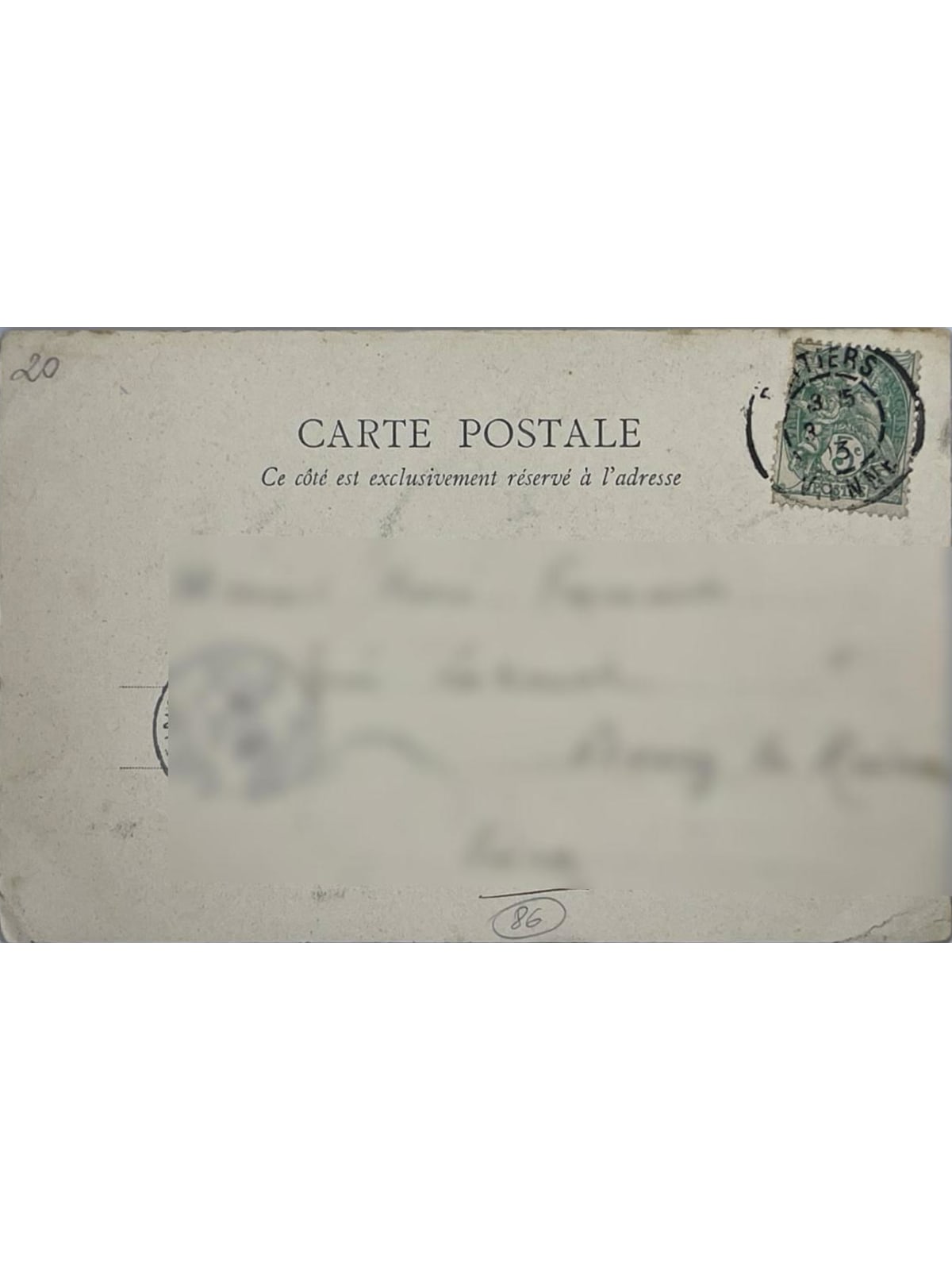Verso de la carte postale