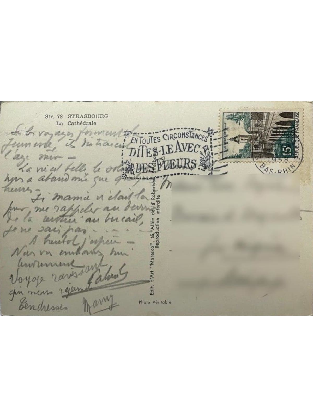Verso de la carte postale