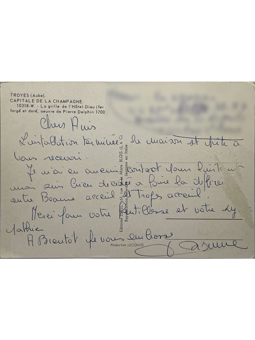 Verso de la carte postale
