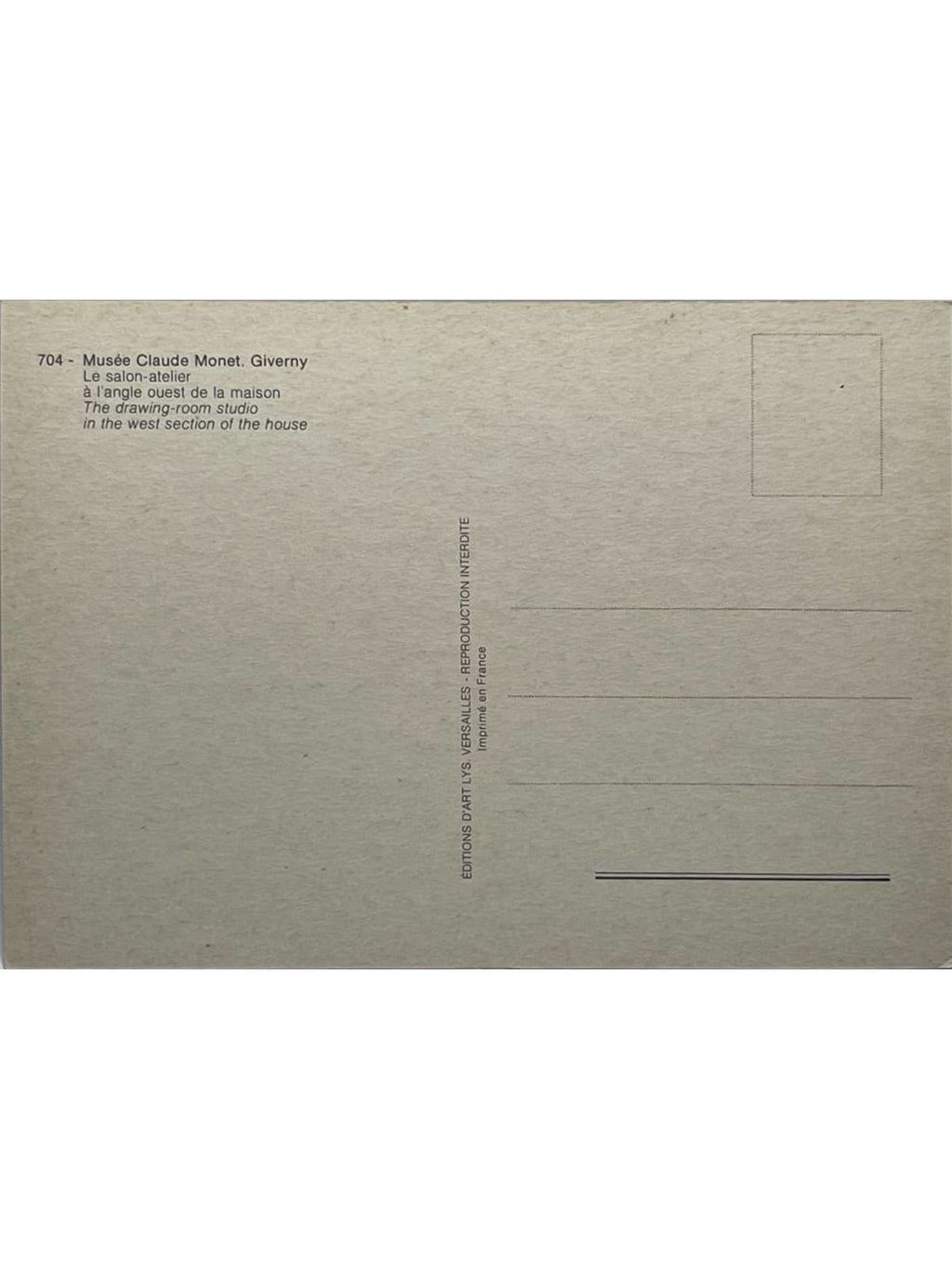 Verso de la carte postale