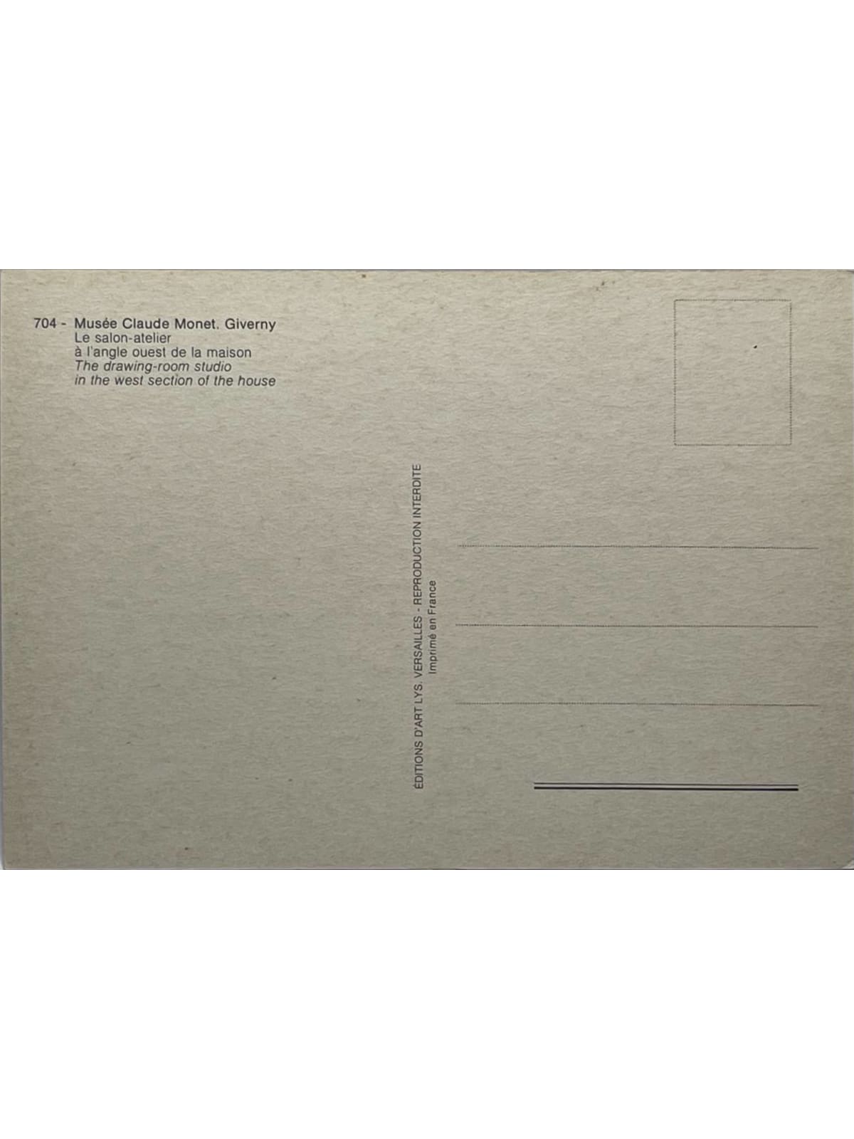 Verso de la carte postale