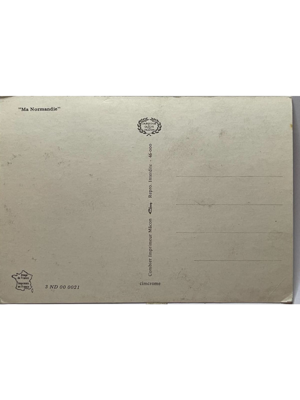 Verso de la carte postale