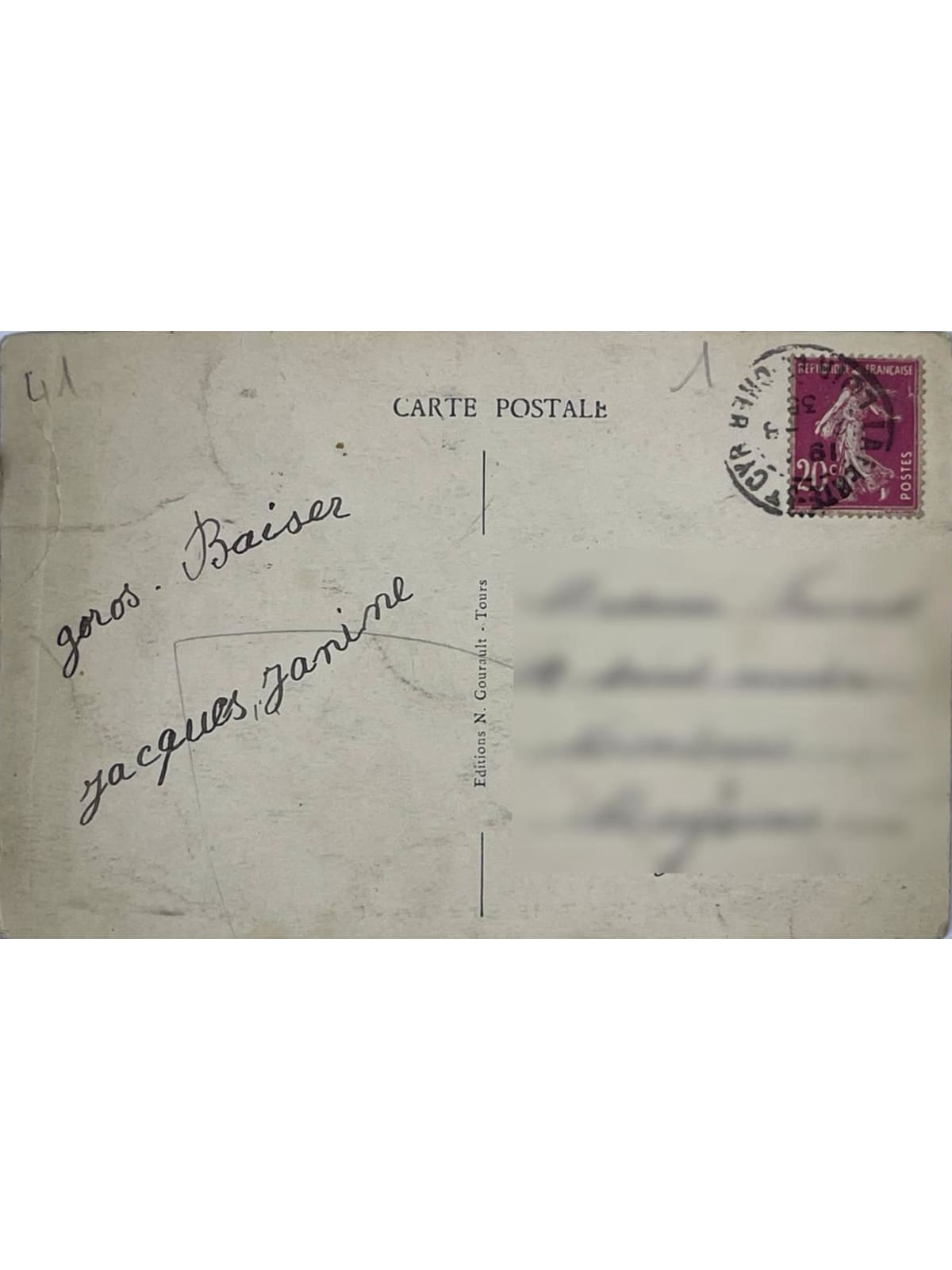 Verso de la carte postale