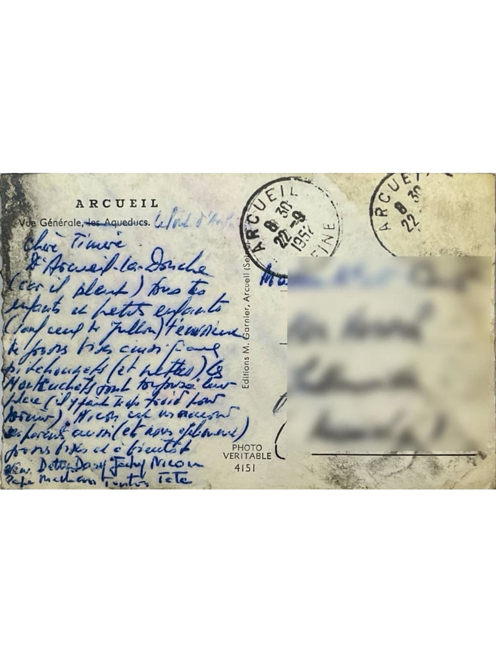 Verso de la carte postale