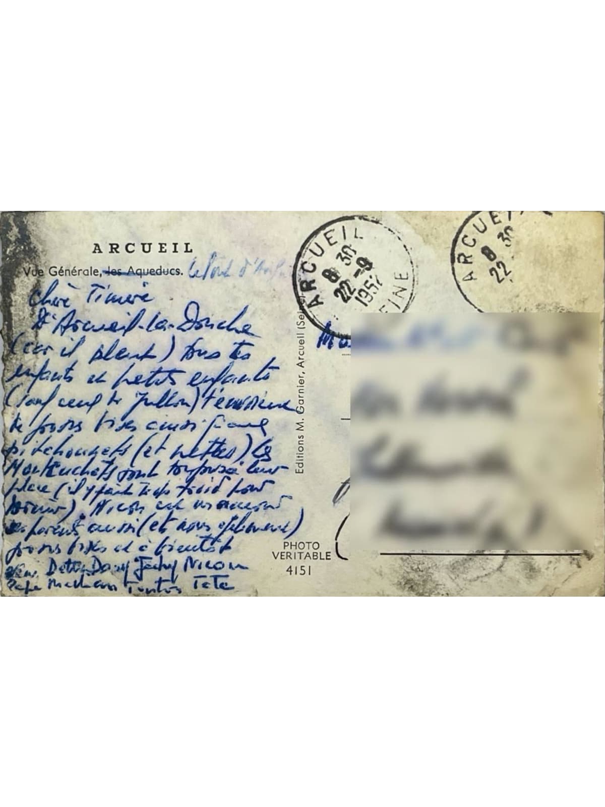 Verso de la carte postale