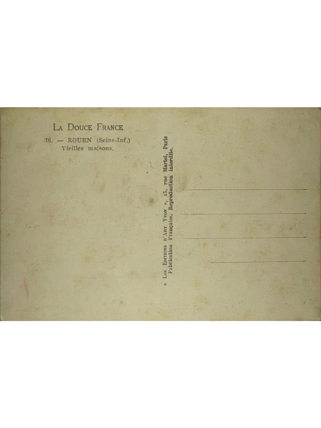 Verso de la carte postale