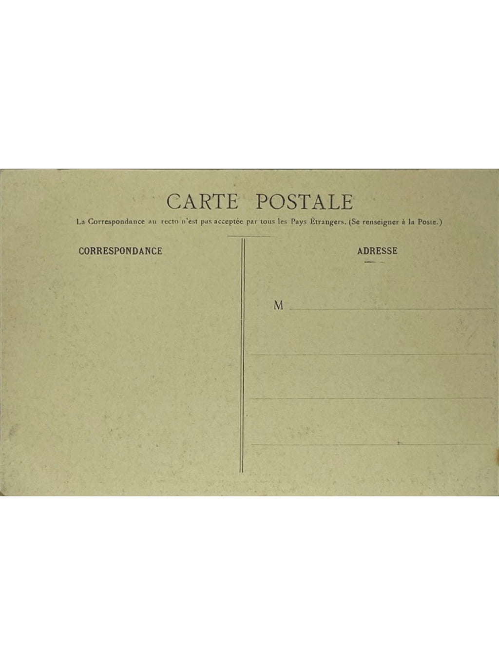 Verso de la carte postale