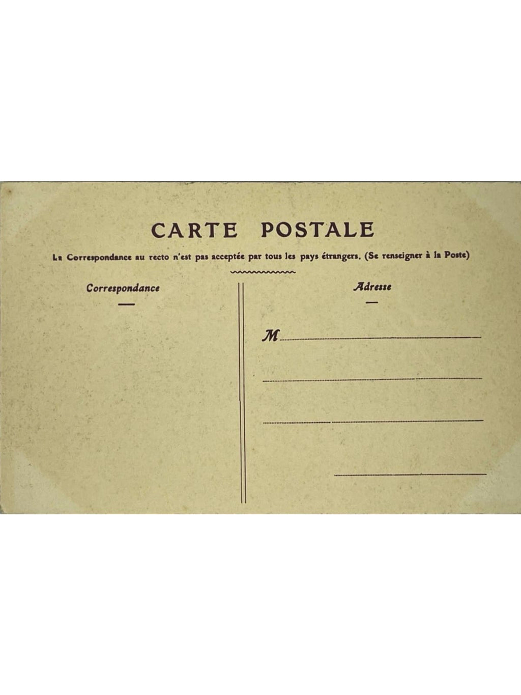 Verso de la carte postale