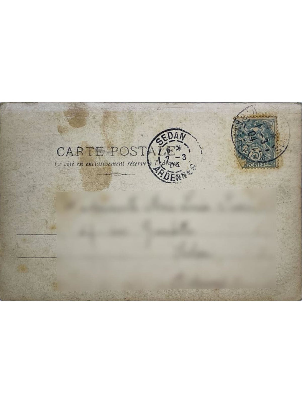 Verso de la carte postale