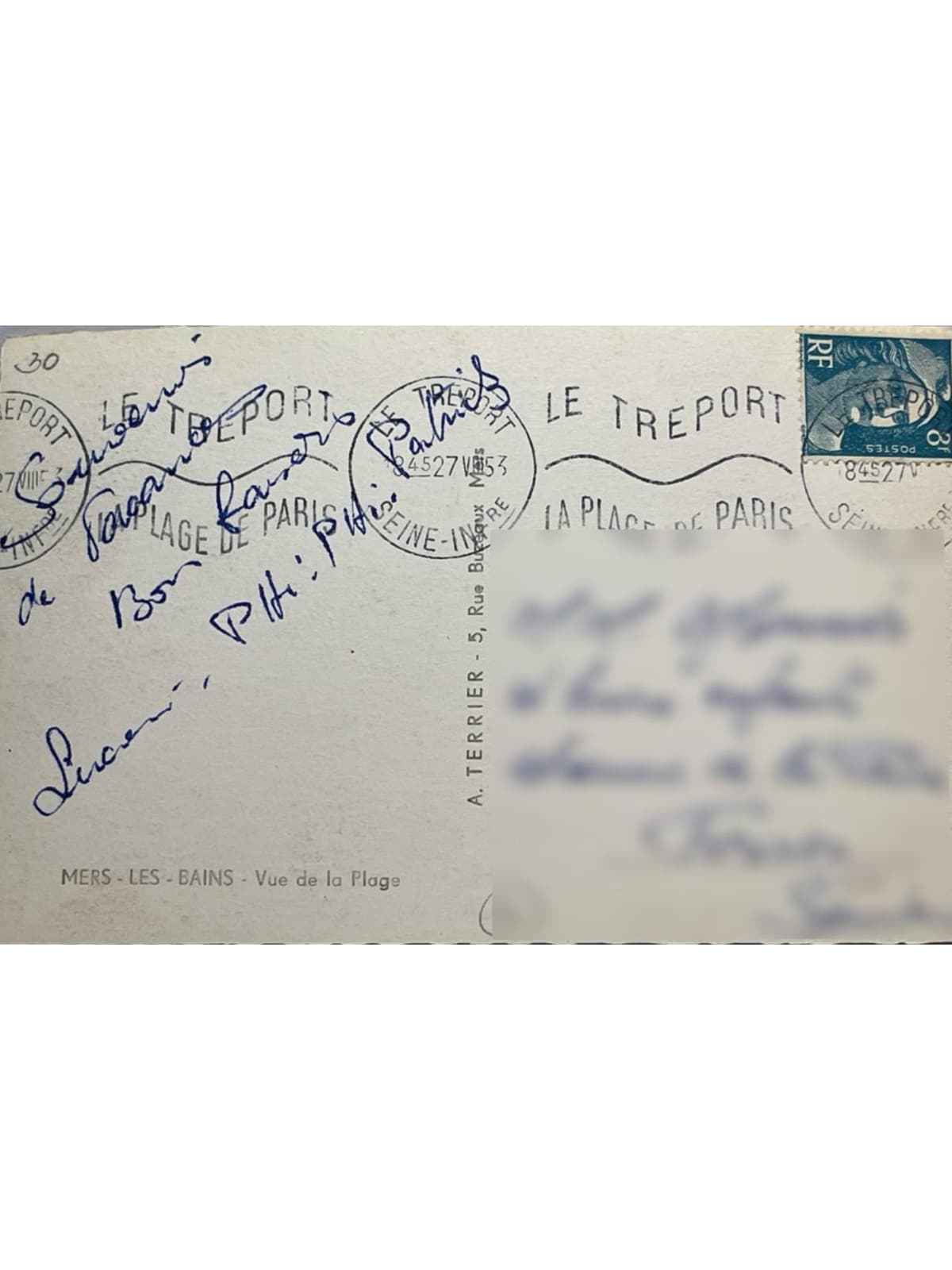 Verso de la carte postale
