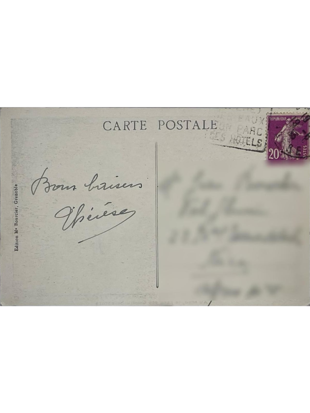 Verso de la carte postale