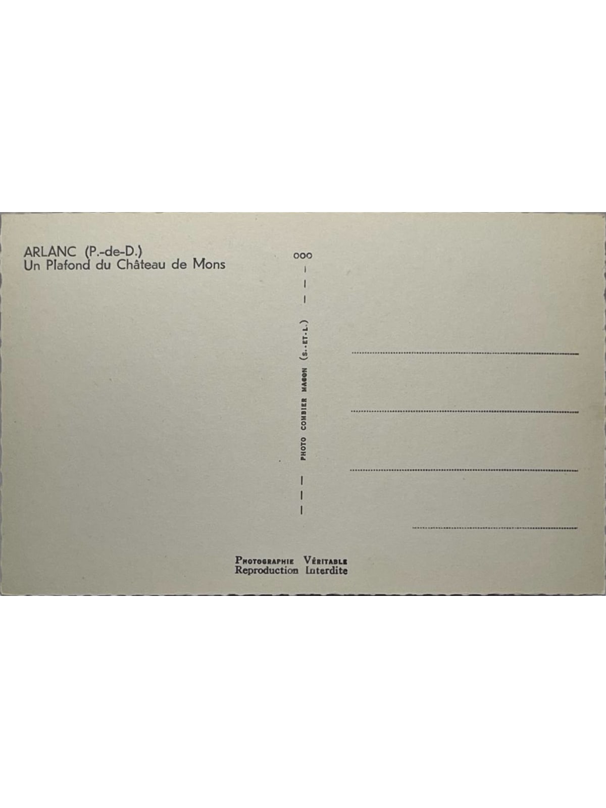 Verso de la carte postale