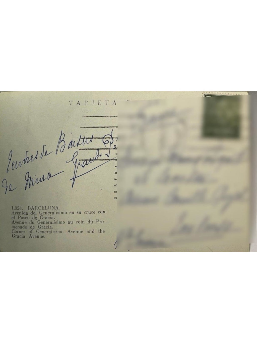 Verso de la carte postale